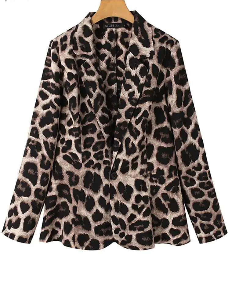 Women’s Blazer Leopard Lapel Coats