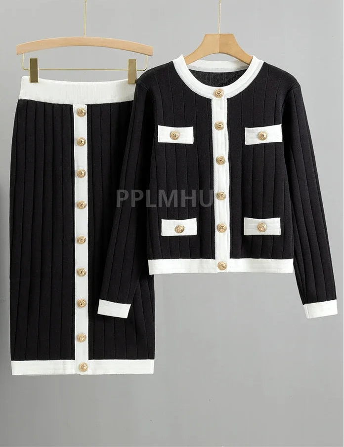 Women's Sweater Cardigan 2 Piece Suits Vintage