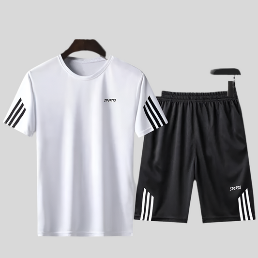 Men's Breathable Sports Suit Summer 2-Piece Set Casual Style Business Attire for Men