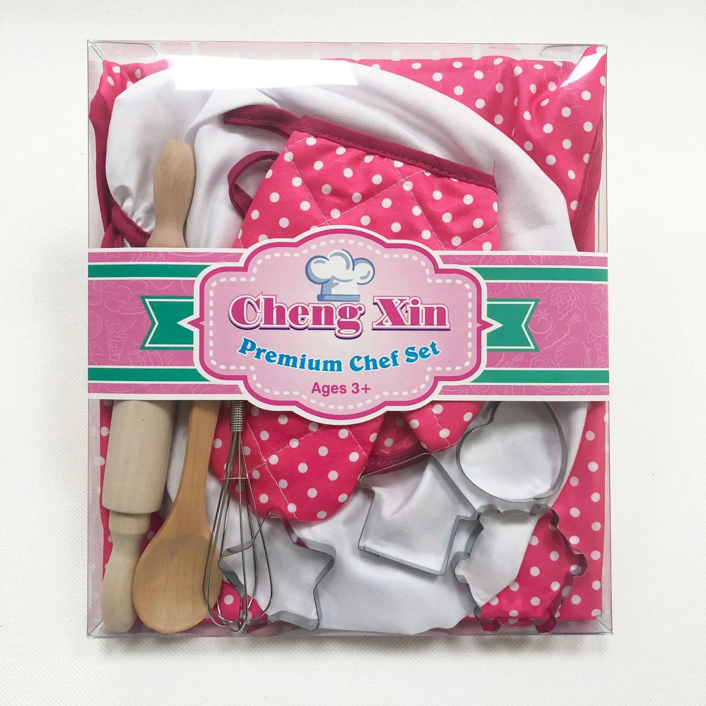 Girls Cooking Baking Set Chef Hat Mitt & Utensil for Toddler