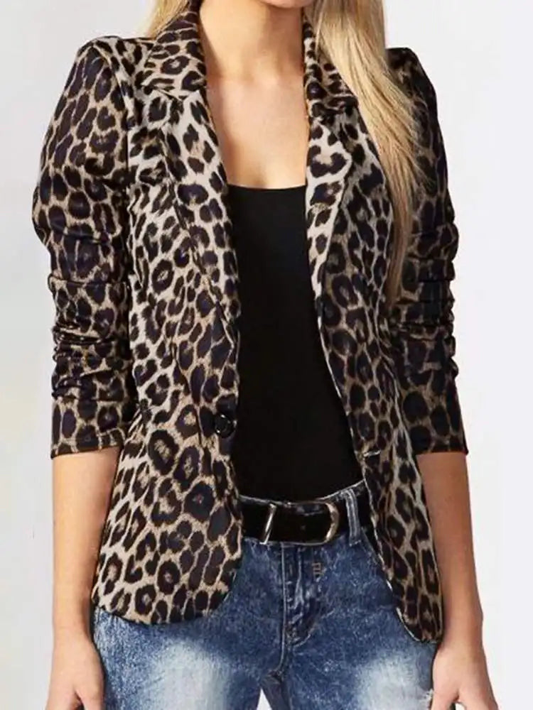 Women’s Blazer Leopard Lapel Coats