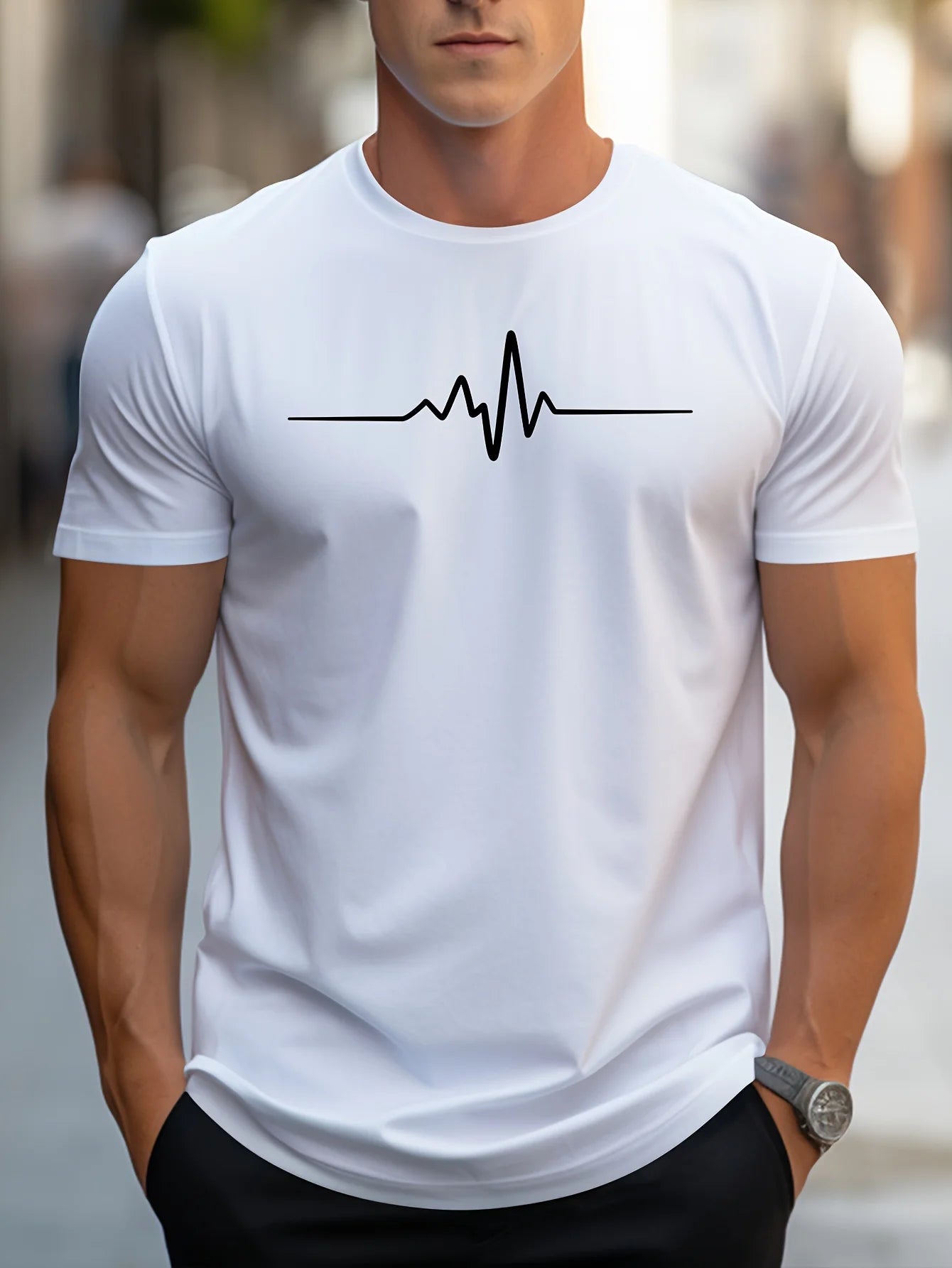 Men's  summer slim fit casual sports T-shirt top