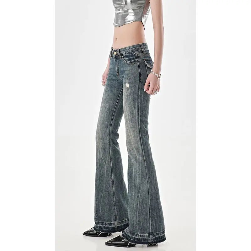 Women’s Vintage Y2K Low-Rise Straight Leg Jeans - Slim Fit