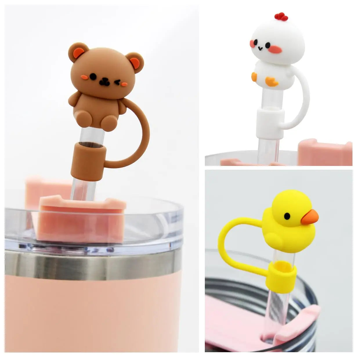 Set of 5 Silicone Animal-Shaped Reusable Bottle Toppers