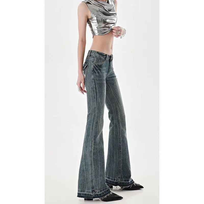 Women’s Vintage Y2K Low-Rise Straight Leg Jeans - Slim Fit