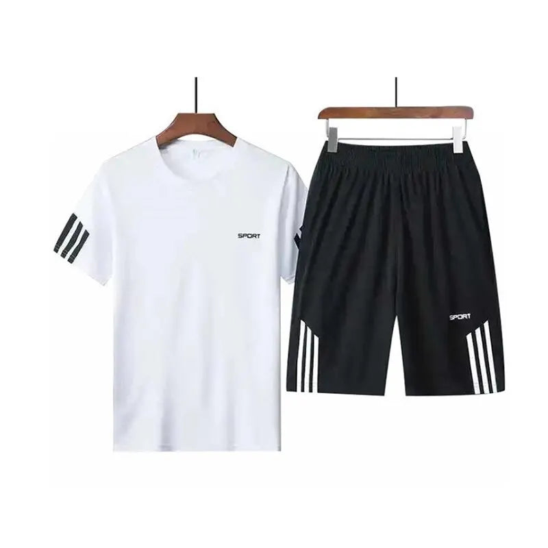 Men's Breathable Sports Suit Summer 2-Piece Set Casual Style Business Attire for Men