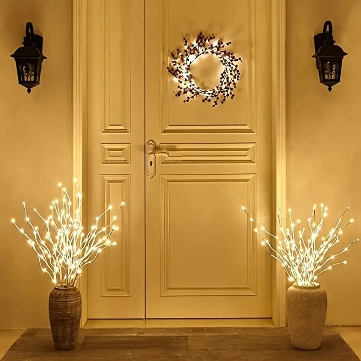 LED Illuminated Festive Branches - Battery Operated Decorative Twig Lights for Holiday and Wedding Ambiance