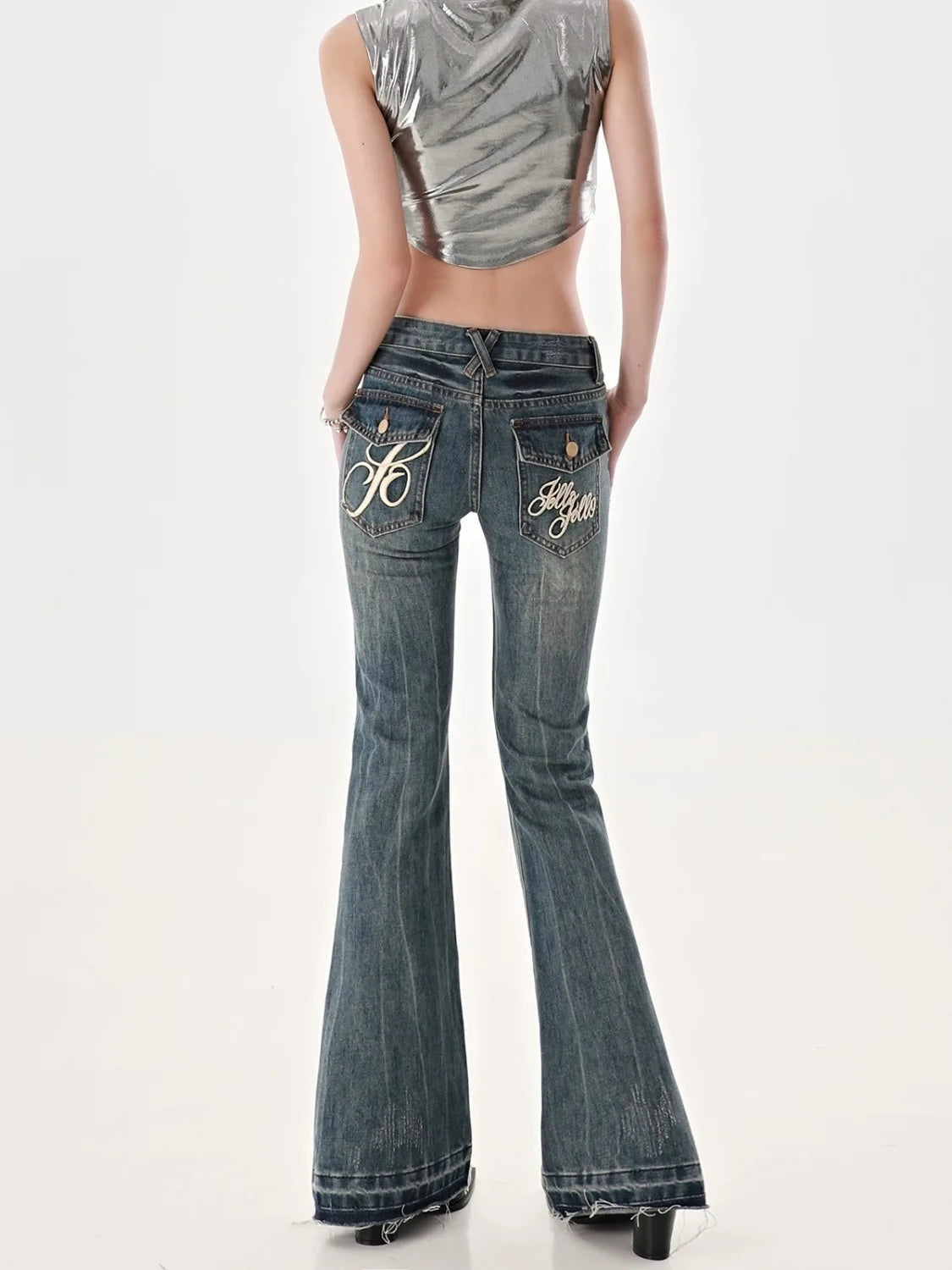 Women’s Vintage Y2K Low-Rise Straight Leg Jeans - Slim Fit