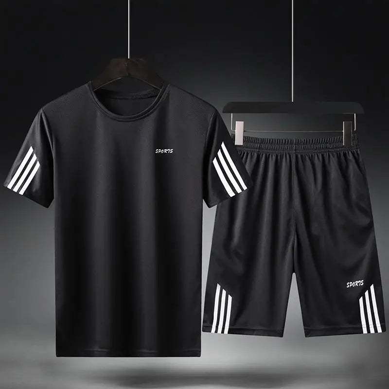 Men's Breathable Sports Suit Summer 2-Piece Set Casual Style Business Attire for Men