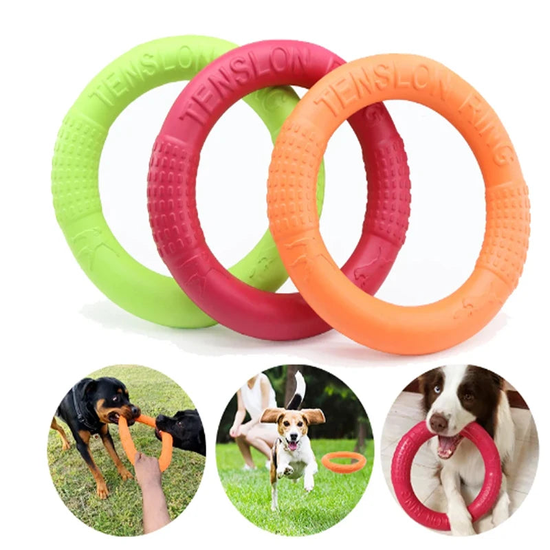 Durable Pet Training Flying Disk and Ring Puller - Ideal for Active Play