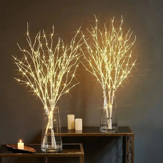 LED Illuminated Festive Branches - Battery Operated Decorative Twig Lights for Holiday and Wedding Ambiance