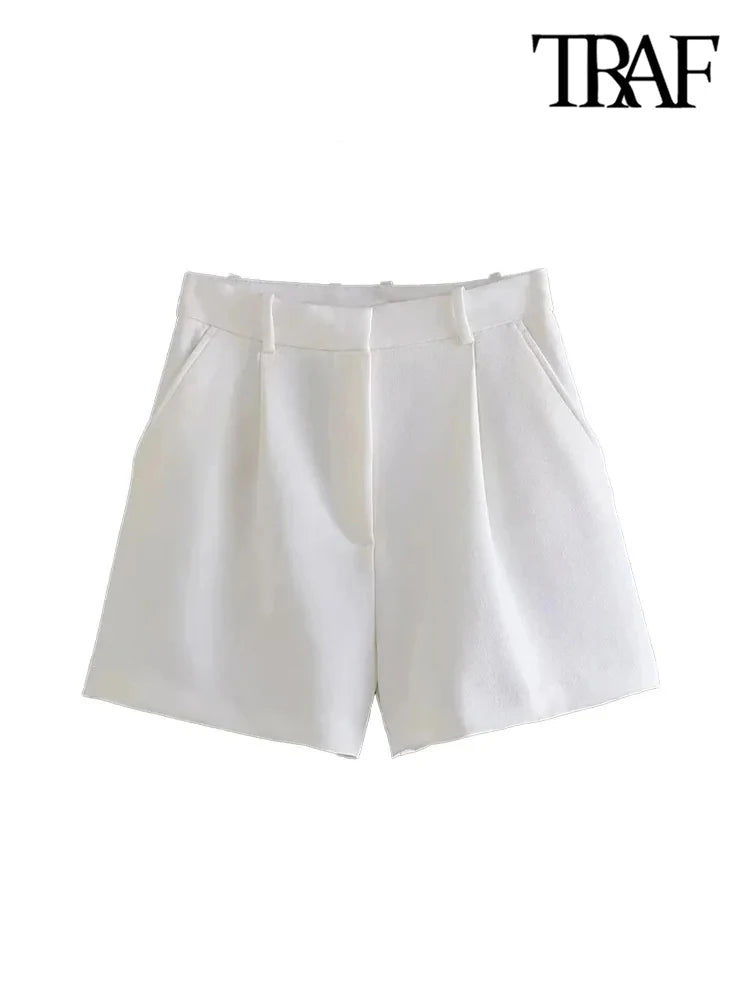 Women’s Shorts High Waist Zipper Fly