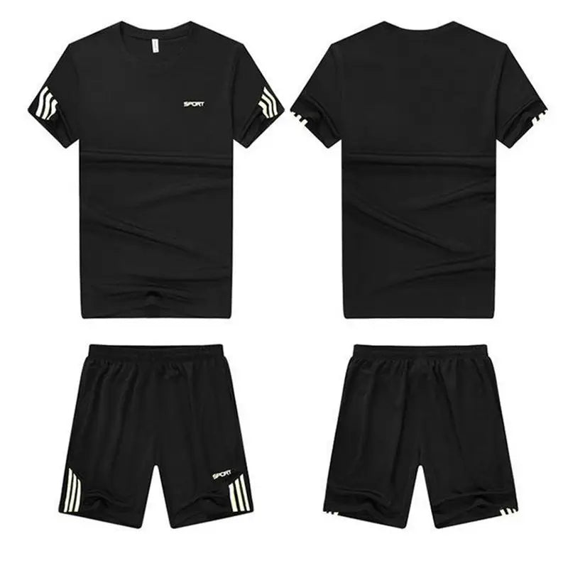 Men's Breathable Sports Suit Summer 2-Piece Set Casual Style Business Attire for Men