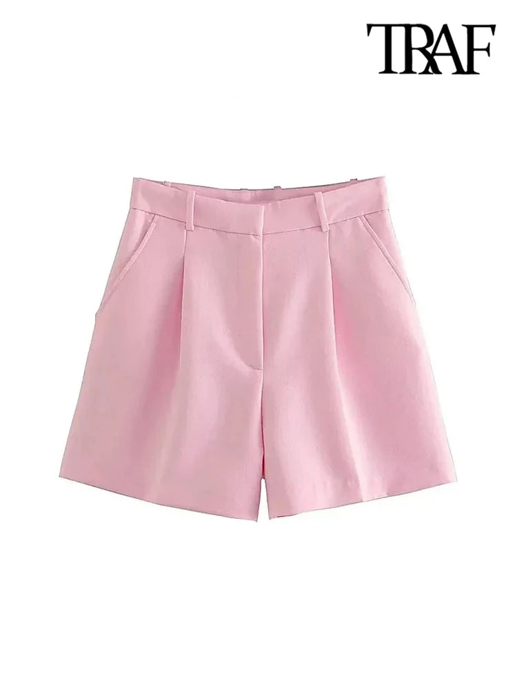 Women’s Shorts High Waist Zipper Fly