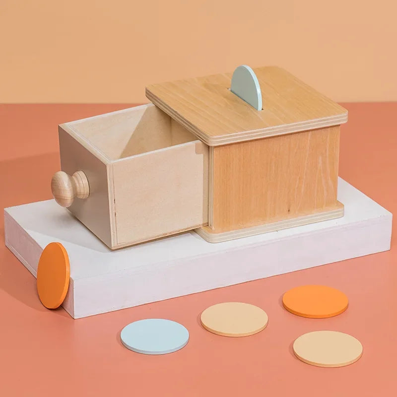 Montessori Wooden Object Permanence Box with Hammer - Educational Toy for Toddlers