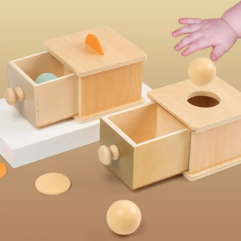 Montessori Wooden Object Permanence Box with Hammer - Educational Toy for Toddlers