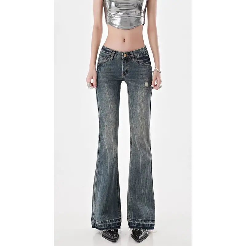 Women’s Vintage Y2K Low-Rise Straight Leg Jeans - Slim Fit