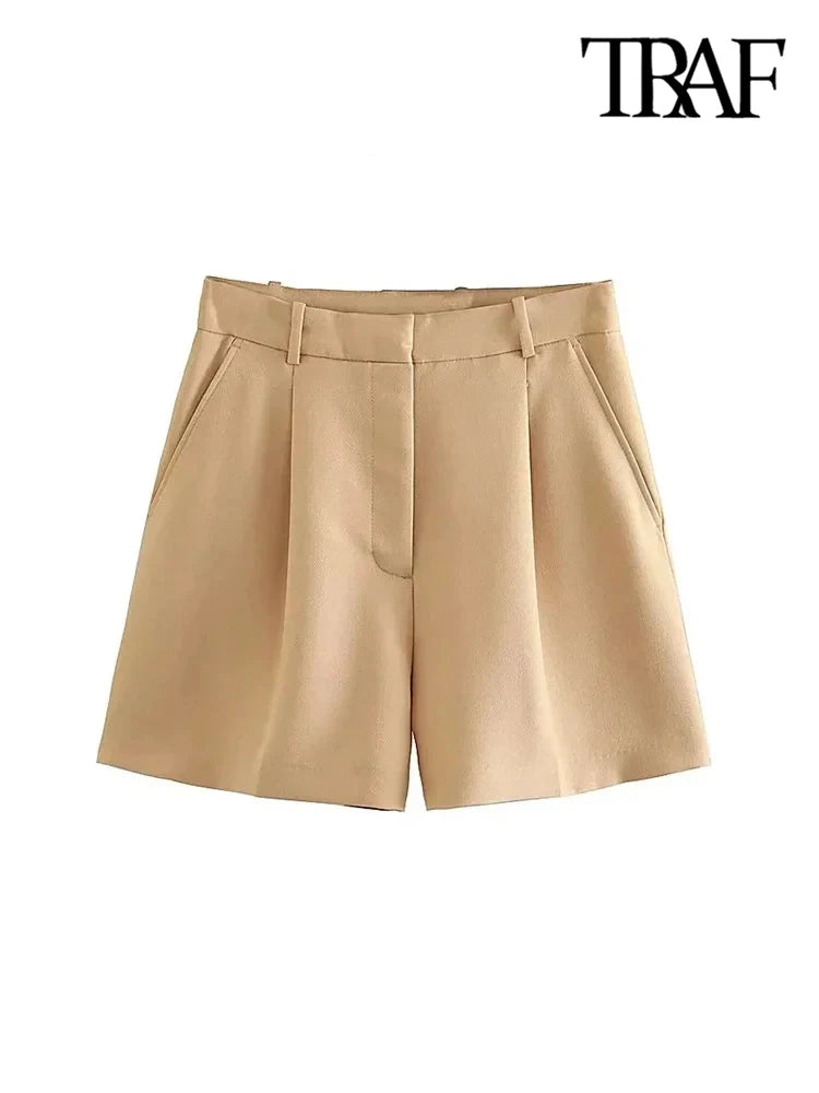 Women’s Shorts High Waist Zipper Fly