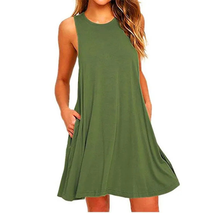 Women's T-Shirt Dresses Beach Cover Up With Pockets